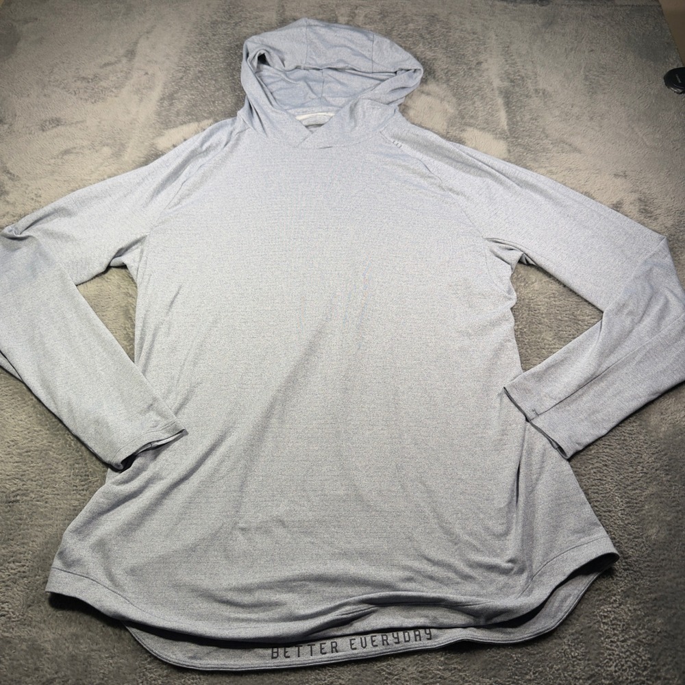 Lululemon Mens Metal Vent Tech Hoodie Light Blue Heathered Long Sleeve XL